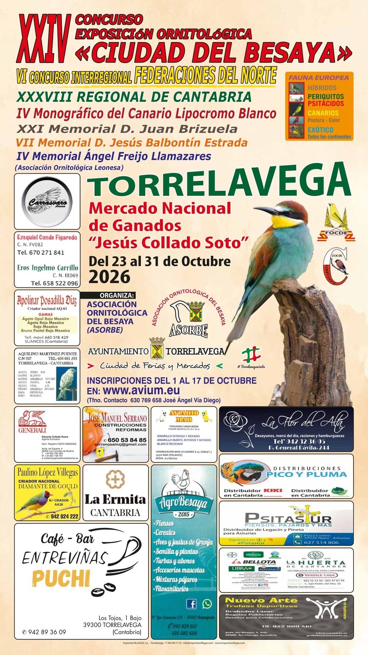 Ornithological exhibition competition to showcase 2,013 birds in Torrelavega