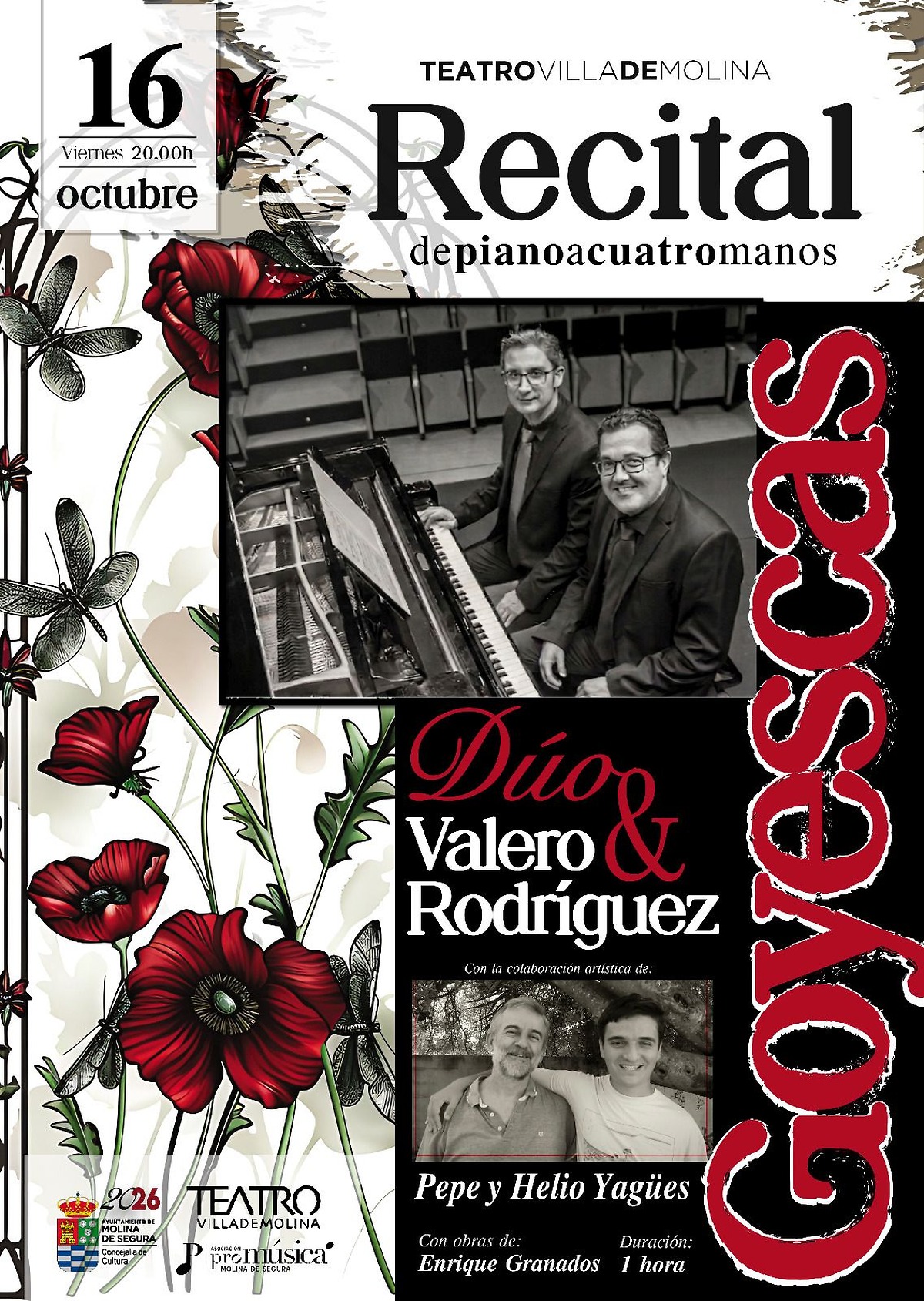 Piano recital 'Goyescas' at Teatro Villa de Molina on 16 October