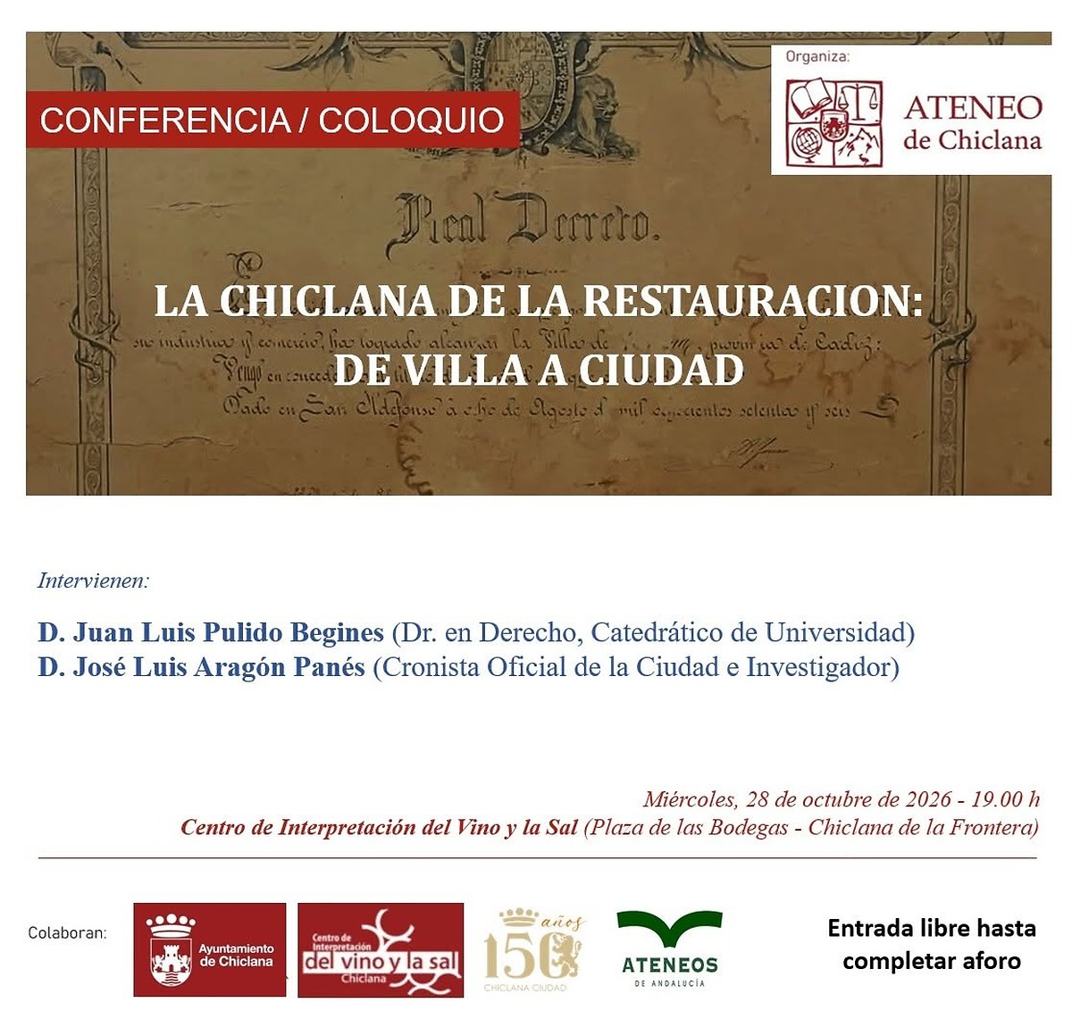 Conference on Chiclana's history to mark city anniversary