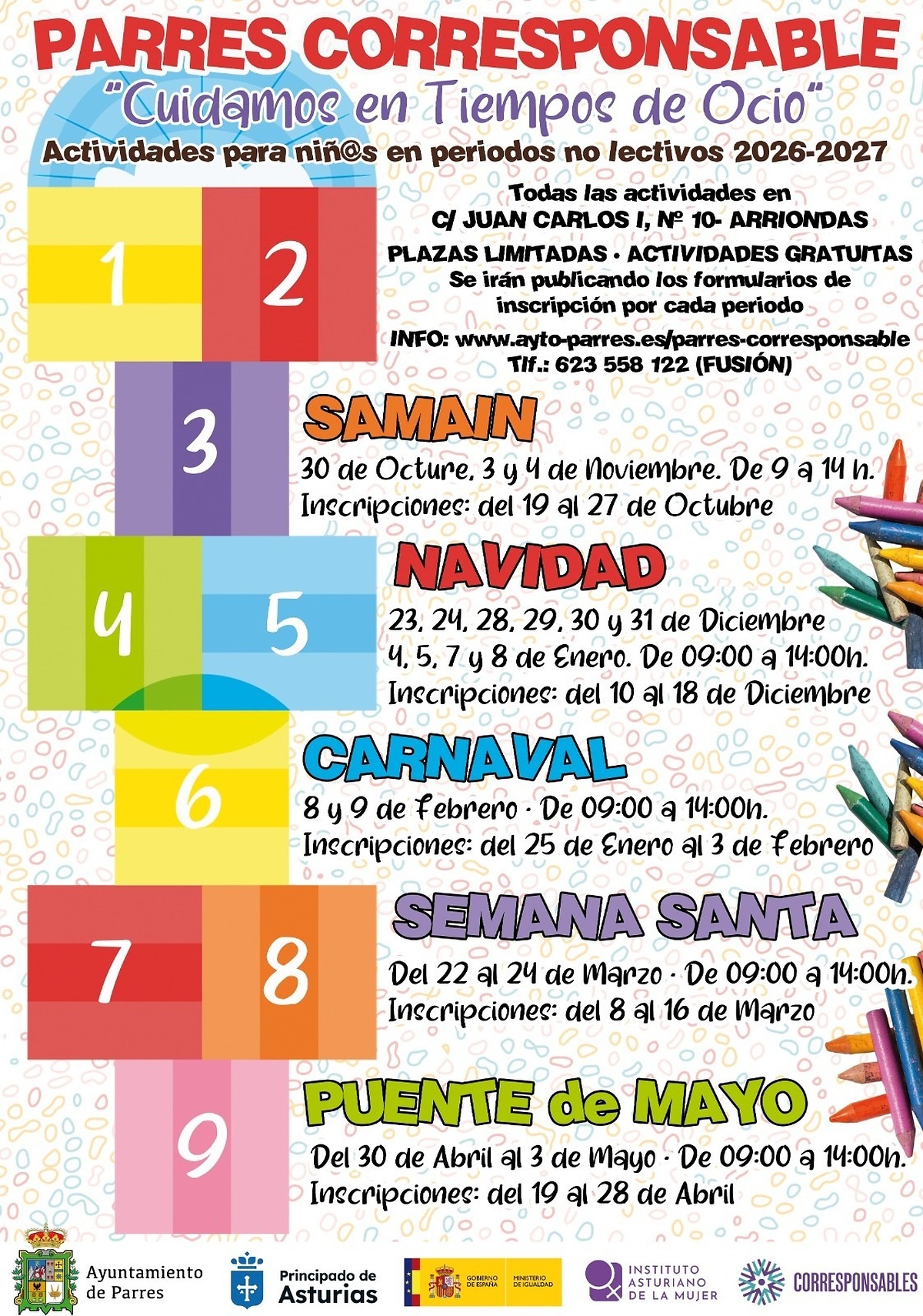 Parres offers free activities for children during holiday periods